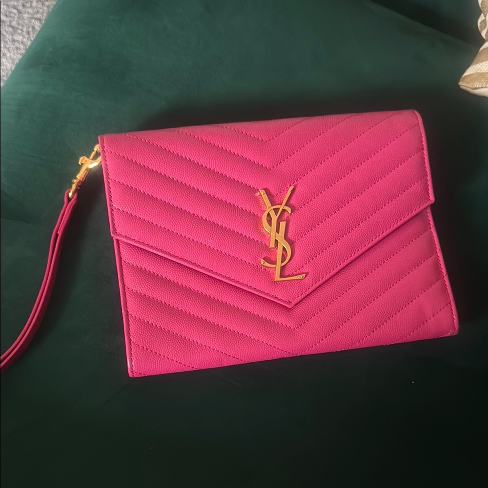 YSL Cassandre Matelasse Flap Pouch in Quilted Grain De Poudre Embossed Leather